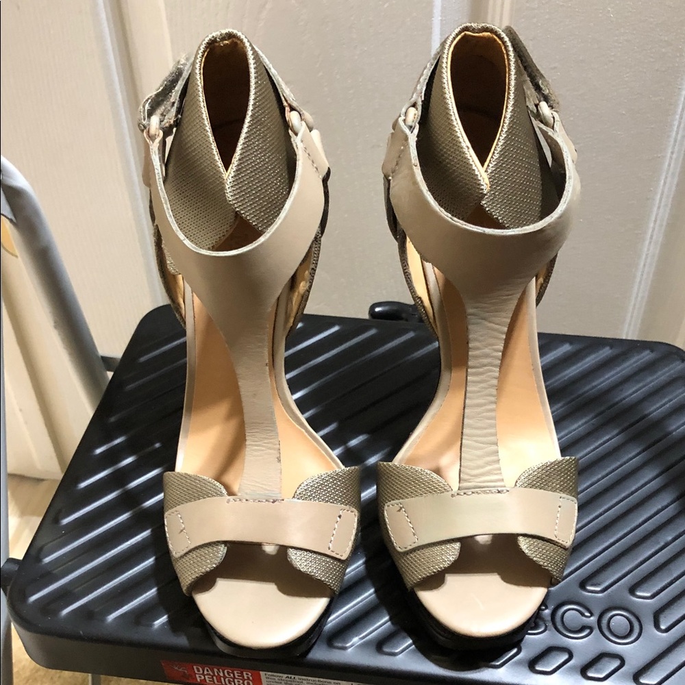 L.A.M.B Chic Beige and Tan Heels/New